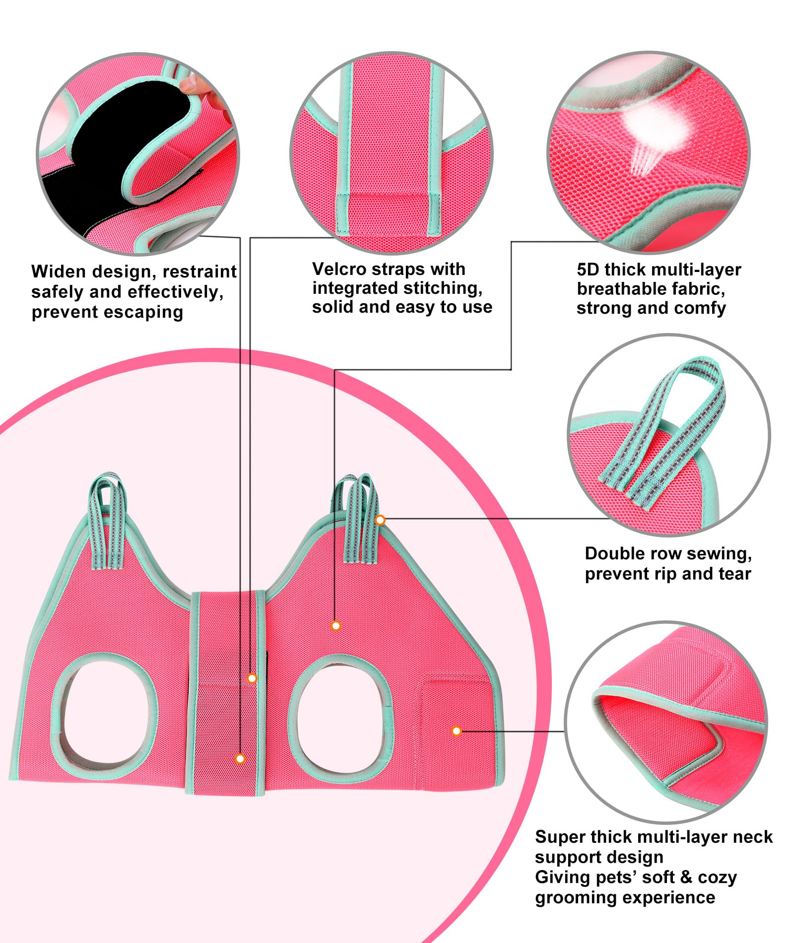 Kkiimatt Dog Grooming Hammock,2024 New Small Dog Hammock for Nail Trim,Dog Hanging Harness for Claw Care,Dog Grooming Sling Holder with Thick Fabric Neck Support Wide Strap Restraint - Image 5