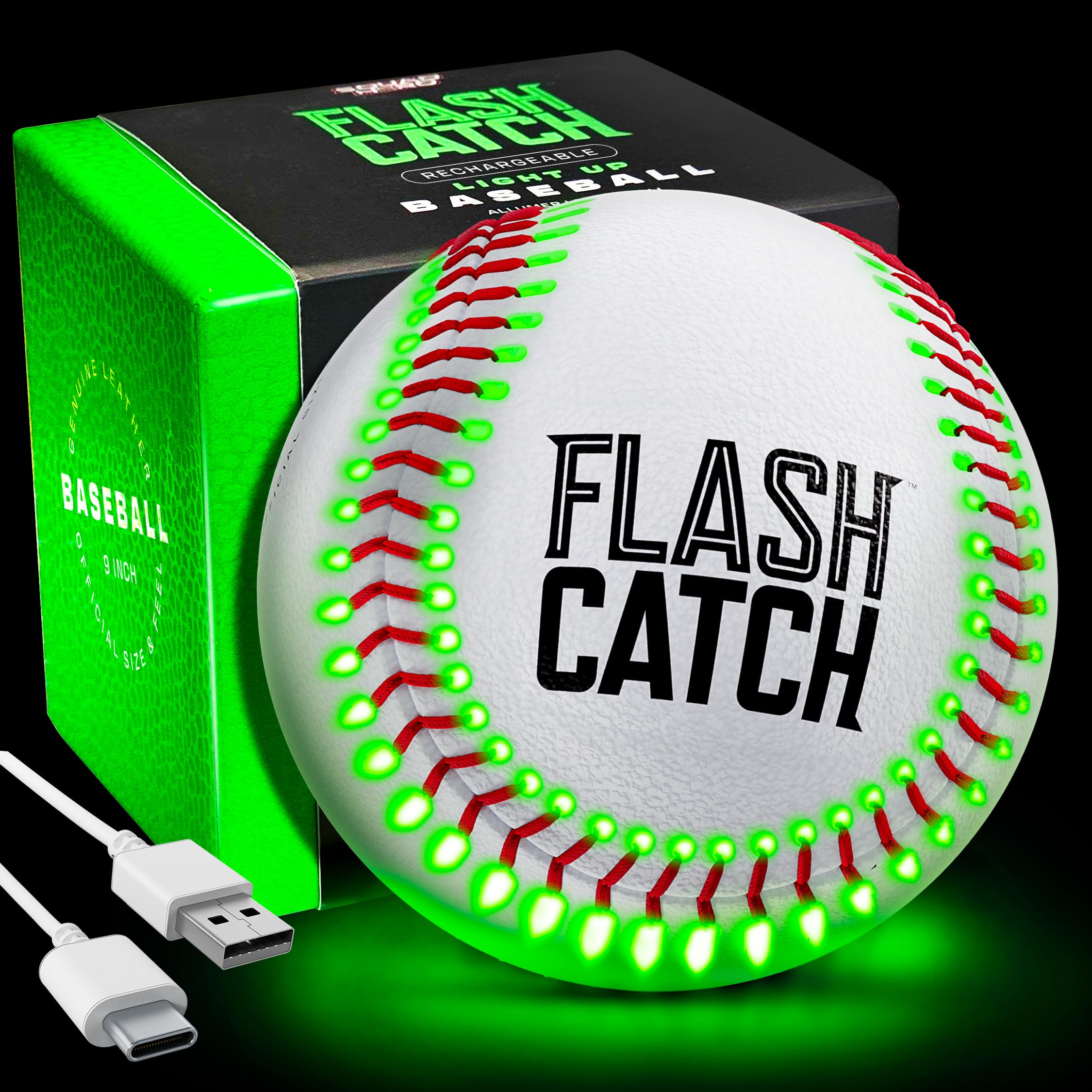 Photo 1 of FlashCatch Rechargeable Light Up Baseball - Sports Gifts for Boys - Ball Accessories Gear Gift Ideas for Teenage Boy - Glow in Dark Balls - Cool Stuff for Teen Kids Age 8, 9, 10, 11, 12, 13, 14 Year