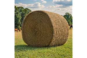 B BLOOMOAK Bloomoak Large Round Bale Hay Net for Horses, 5 * 5 Feet Slow Feed Hay Net Feeder for Livestocks, with 1.5" Hole/2.5" Hole (2.5" Hole for Natural Feed)