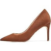 SAMMITOP Women's Pointed Toe Pumps Classic Suede Shoes Slip On Dress Pumps