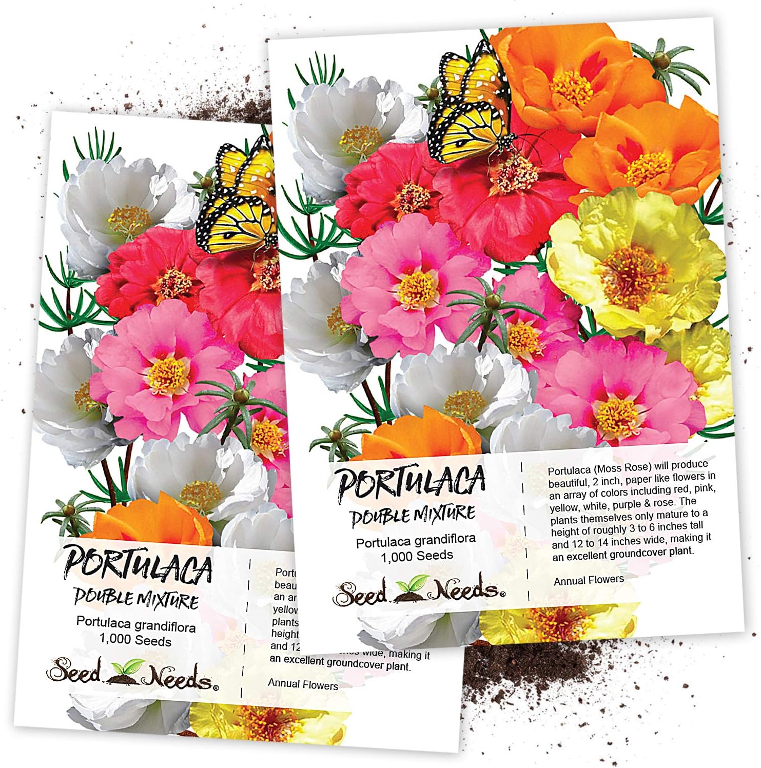 Amazon Com Seed Needs Portulaca Double Mix Moss Rose Twin Pack Of 1 000 Seeds Each Flowering Plants Garden Outdoor