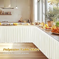 PARTISKY Light Ivory Pleated Ruffle Table Cloth for