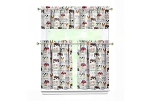 aiwkjdns 3 Piece Country Farmhouse Kitchen Curtains and Valances Set for Windows Country Themed Style Kitchen Window Curtains Over Sink Decor 27.5x36 in