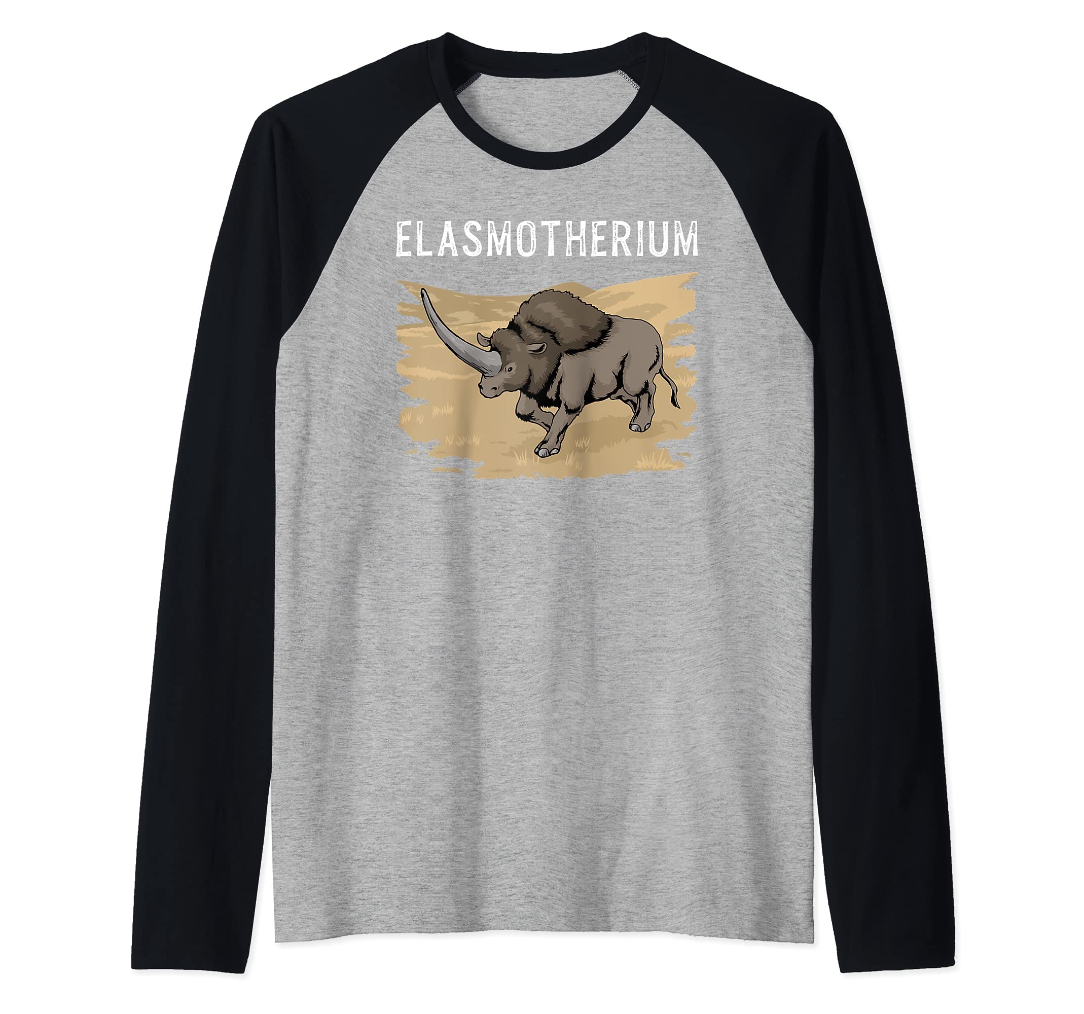 Elasmotherium Piacenzian Sibiricum Extinct Rhinocerus Raglan Baseball Tee