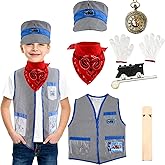 Flotory 8 Pcs Kids Train Conductor Costume Set Engineer Outfit Cap Train Conductor Dress Up Kit for Kids Halloween Role Play Career Day Pretend Party Cosplay