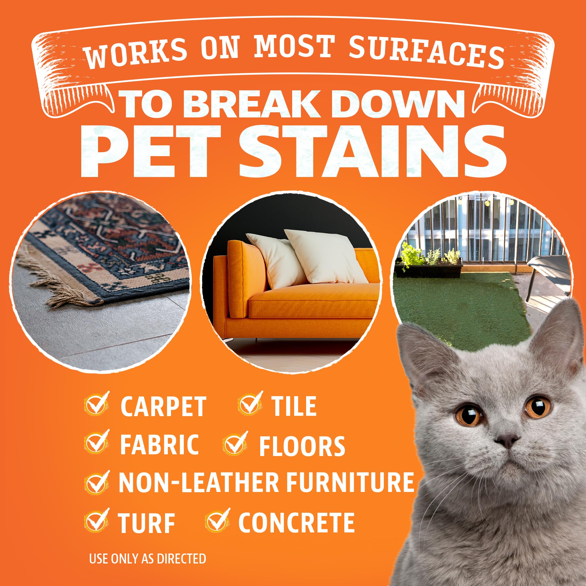 ANGRY ORANGE Cat Urine Odor Eliminator & Stain Remover, Pet Stain Enzyme Cleaner Spray for Dog & Cat Pee - Fresh Scent - 32 oz