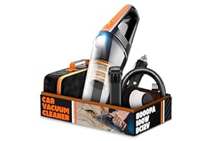 SYAYVO Portable Car Vacuum Cleaner - 8000PA/100W/DC12V Corded Vacuum Cleaner Handheld Vacuum with Attachments, LED Light Cleaning Kit 16.4 Ft Car Detailing Accessories for Women & Men