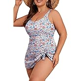 Eomenie Plus Size Swimdress for Women One Piece Swimsuit Tummy Control Swim Dresses Skirt Bathing Suit
