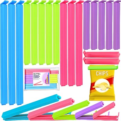 OUTTELL 18 Pcs Food Bag Clips, Reusable Plastic Seal Clips, 4 Colors