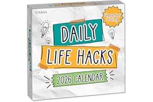 ETERNA GOODS 2026 Daily Life Hacks Desktop Calendar | Day To Day Tear Off Calendar with 365 Interesting Hacks & Facts for Everyday of the Year, Fun Box Calendar Gift For Men or Women, Christmas Stocking Stuffer Gift for Home or Office