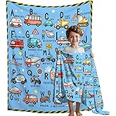 ABC Truck Alphabet Transportation Blanket Toddler Blanket Throw Super Soft and Cozy Blankets for Home Decoration, Couch, Bed, Sofa 50 in x 40 in Small for Kids for All Seasons