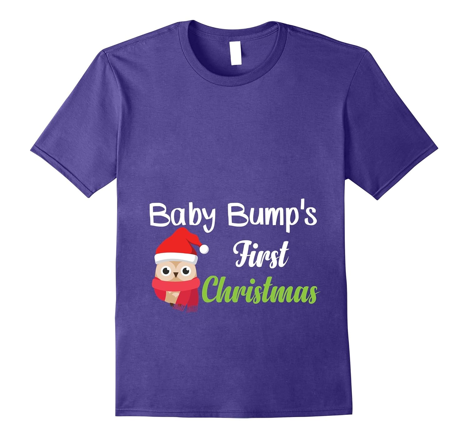 Baby Bump's First Christmas Pregnancy Cute Owl 1st T-Shirt-ANZ