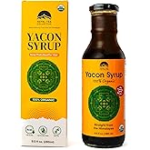 Global Family Farms Yacon Syrup 100% Organic, 9.5 Fl Oz Glass Bottle, Low Calorie, Satisfying Sweetness, Rich in Minerals, Low Glycemic, High in FOS/Prebiotic for Digestive Health