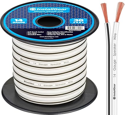 Amazon Com Installgear 14 Gauge Awg 30ft Speaker Wire Cable White Automotive