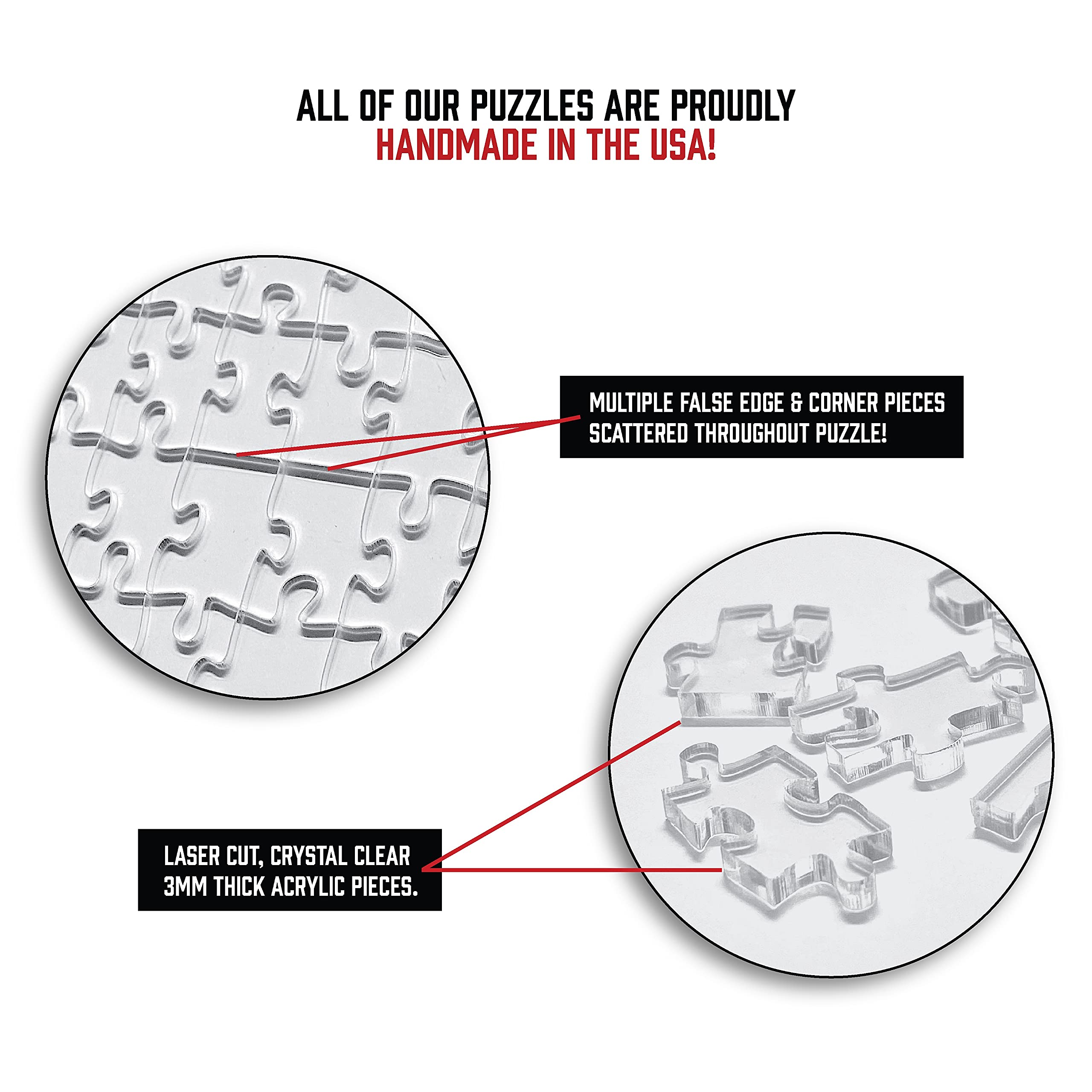 The Clearly Impossible Puzzle ® 100 Pieces - Clear Difficult Jigsaw Puzzle - False Edge Pieces - Clear Hard Puzzle - 100 Piece