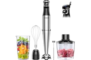 Immersion Blender Handheld, 1100W Hand Blender Set, 5 in 1 Trigger Variable Speed Stick Blender with Milk Frother, Whisk, 800