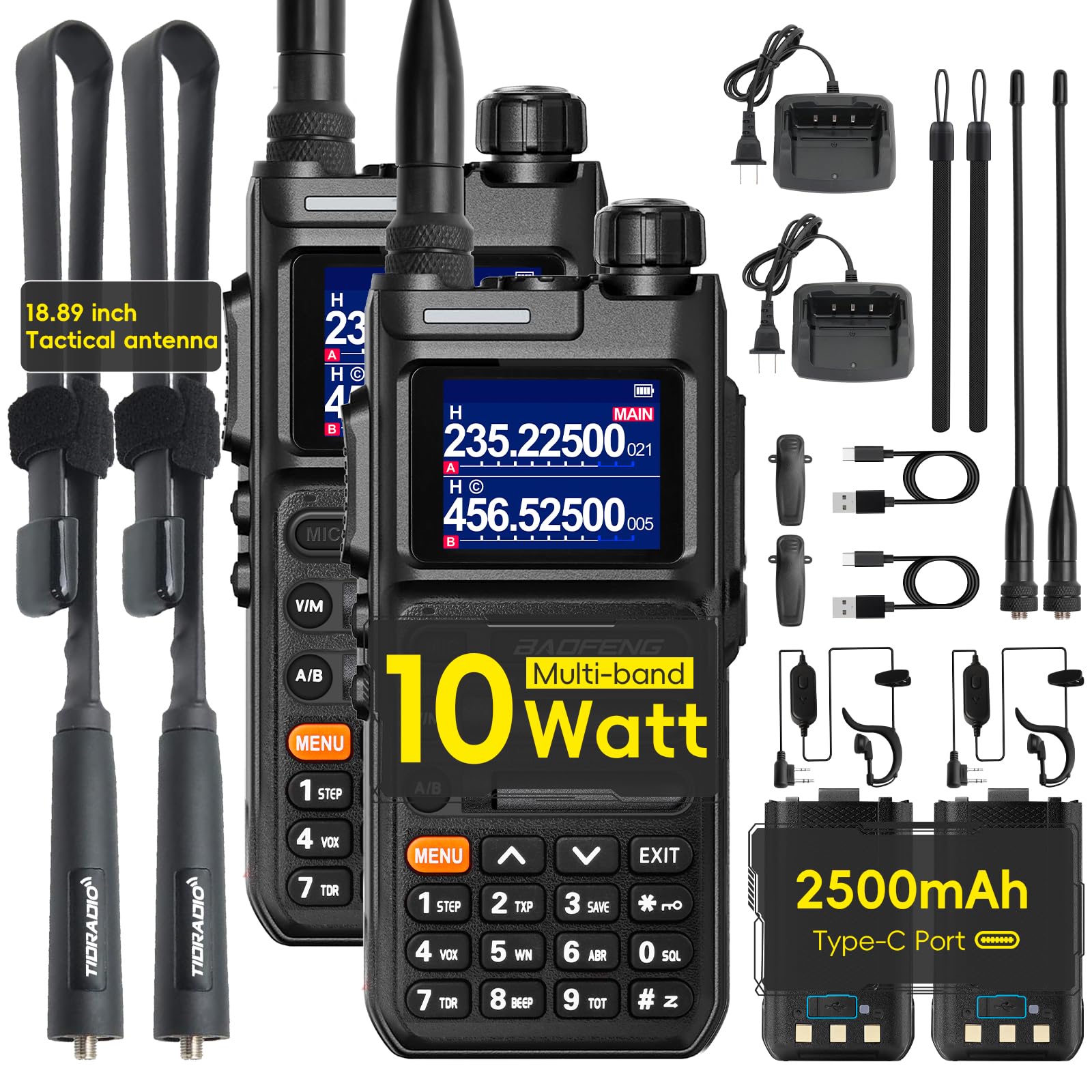 Photo 1 of **MISSING ACCESSORIES/AND A RADIO**
Baofeng Radio Ham Radio Handheld UV-26 10W Long Range Rechargeable NOAA Weather Two Way Radio Walkie Talkie with 18.8-inch High Gain Tactical Antenna for Survival Gear Hunting Camping, 2 Pack