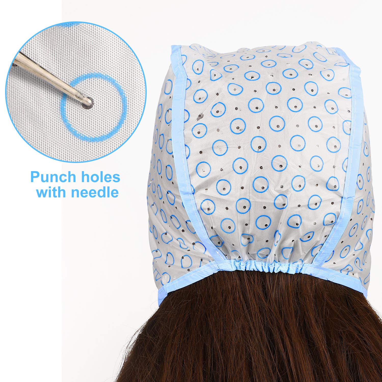 3 Sets Hair Coloring Kit, Includes PVC Hair Coloring Caps with Styling Tools, Disposable Dye Shawl, Gloves, Brushes for Dyeing(Blue)