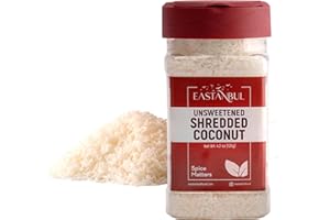 Eastanbul Shredded Coconut, 4.2oz, Unsweetened Coconut Flakes, 100% Natural Shreds, Finely Shredded, Desiccated, Vegan, Gluten Free, Non-GMO, No Sugar Added