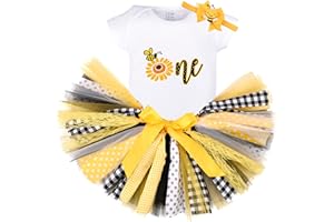 Purtulle Baby Girls Bumble Bee Tutu Birthday Outfit 1st Cake Smash Halloween Dress Up Costume