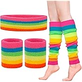 Leg Warmers for Women 80s Headband Wristbands Neon Leg Warmers Set for Sport Yoga - 80s Workout Clothes 90s Outfit for Women