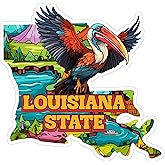 Louisiana State Sticker 4 Inch Travel Souvenir City Destination - Waterproof Vinyl Decal for Laptop Water Bottle Car Tumbler - Durable Aesthetic Long-Lasting Stickers for Adults ID44990