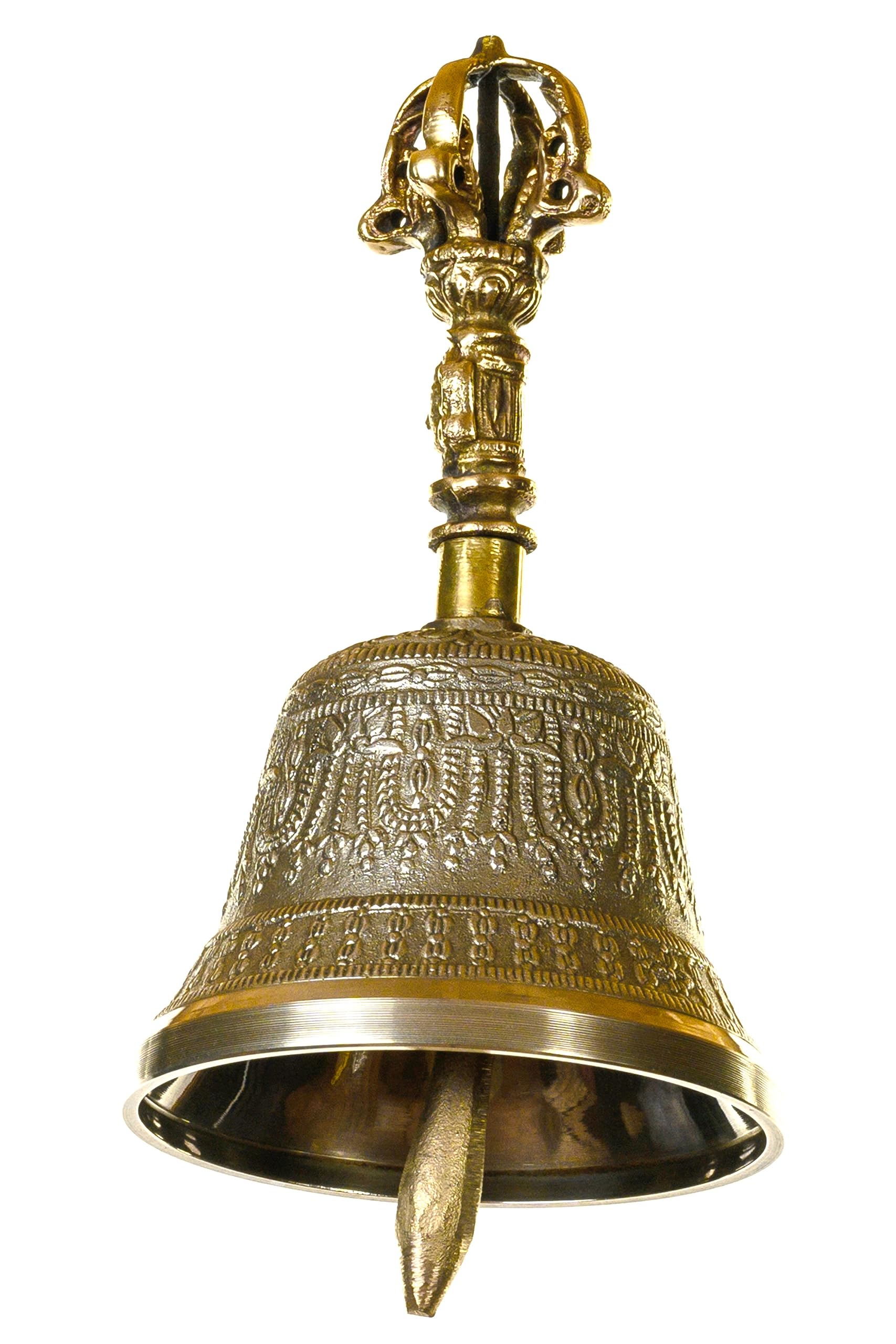 Om Bell - Brass Hand Bell - Perfect for use in meditation, yoga, prayer or signalling and attracting attention