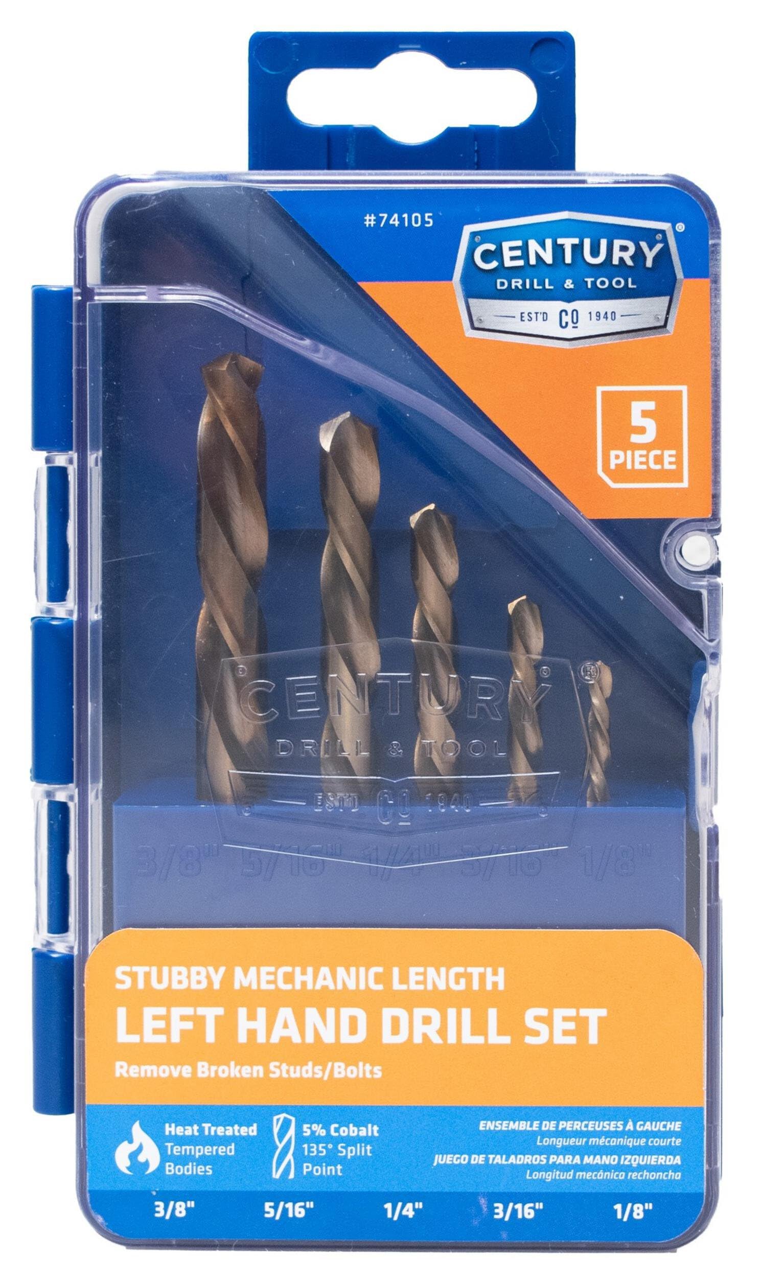 Century Drill & Tool 74105 Cobalt Left Hand Drill Bit, 5 Piece Set — image 1