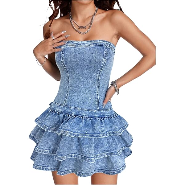 white christmas dresses White Denim Dress for Women main image 0