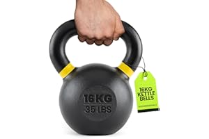 Rage Fitness Single Cast Iron Kettlebell | Powder Coated - Wide Handle Weights for Core & Glute Workouts; Swings, Squats, Deadlifts; Strength, Endurance & Flexibility for Men & Women