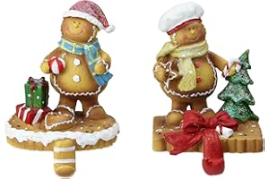 Northlight Holiday Gingerbread Christmas Stocking Holders - 5.25" - Set of 2
