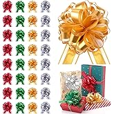 Poen 36 Pcs Valentine Day Pull Bows for Gift Wrapping 6 Inch Large Ribbon Gifts Baskets Bows for Holiday DIY Crafts Wedding Bouquet Holiday Birthday Anniversary Party Decoration(Classic,Mixed Color)