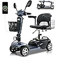 MIHAYO 4 Wheel Mobility Scooter for Seniors&Adults- 30 Miles Range, Foldable Powered Electric Wheelchair Device w/720WH Battery, Dual Basket, 300 lb Capacity, Compact, Starlight Gray