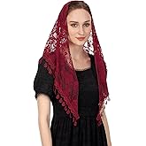 Wgior Triangle Veil for Church - Lace Chapel Catholic Mass Head Covering Scarf Mantilla for Women