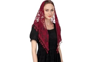 Wgior Triangle Veil for Church - Lace Chapel Catholic Mass Head Covering Scarf Mantilla for Women
