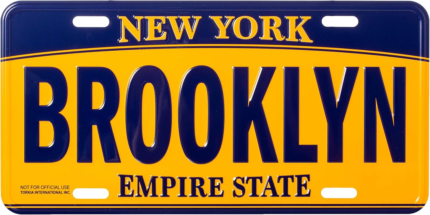 Artisan Owl Brooklyn New York Empire State Blue and Gold Souvenir License Plate