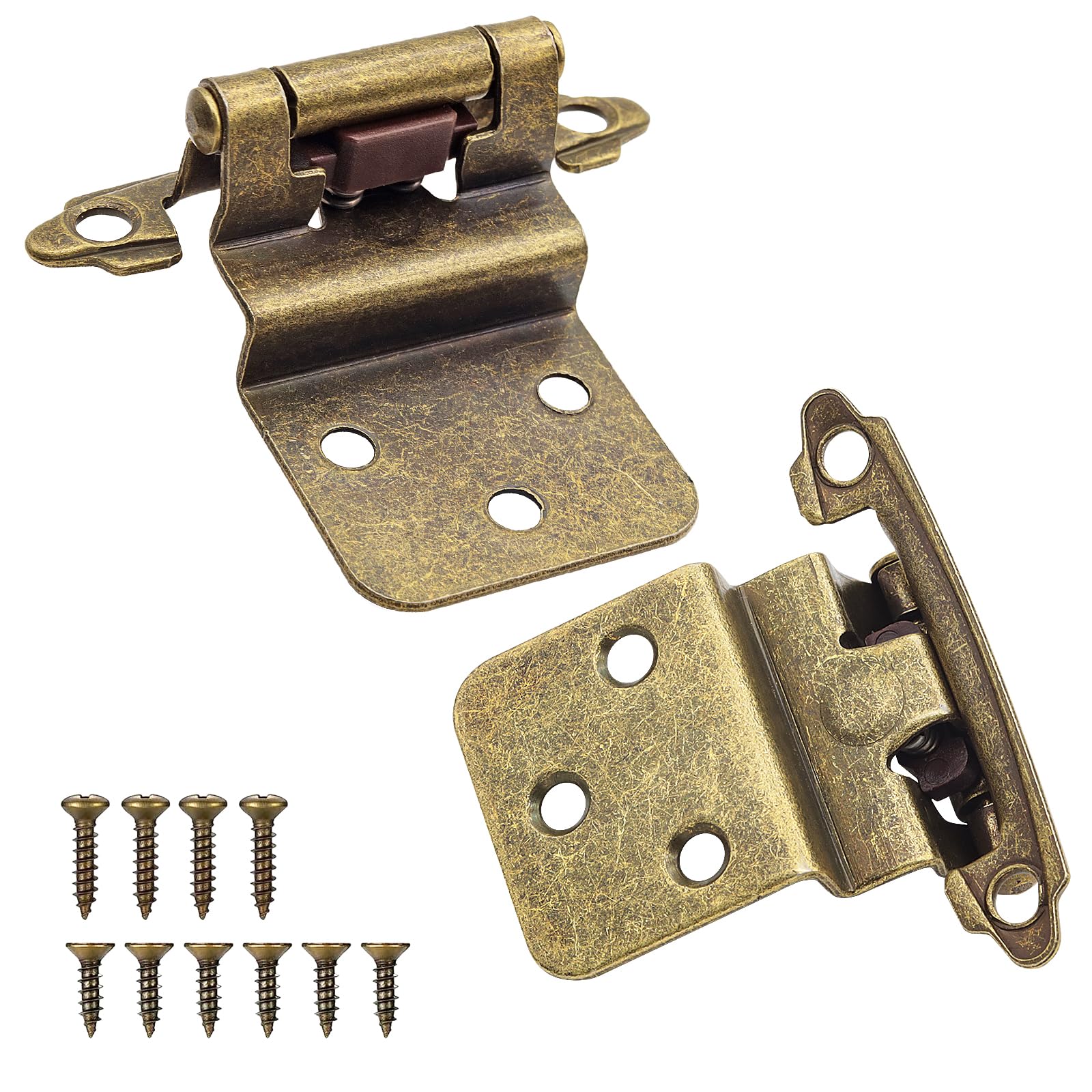 Photo 1 of 3/8" Inset Antique Brass Cabinet Door Hinges, 20 Pack (10 Pairs) Self Closing Kitchen Cabinet Hinge Hardware for Cabinet Doors