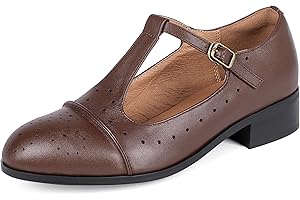 Sailimy Women's Genuine Leather Mary Jane Saddle Oxford Loafers Brogue Shoes