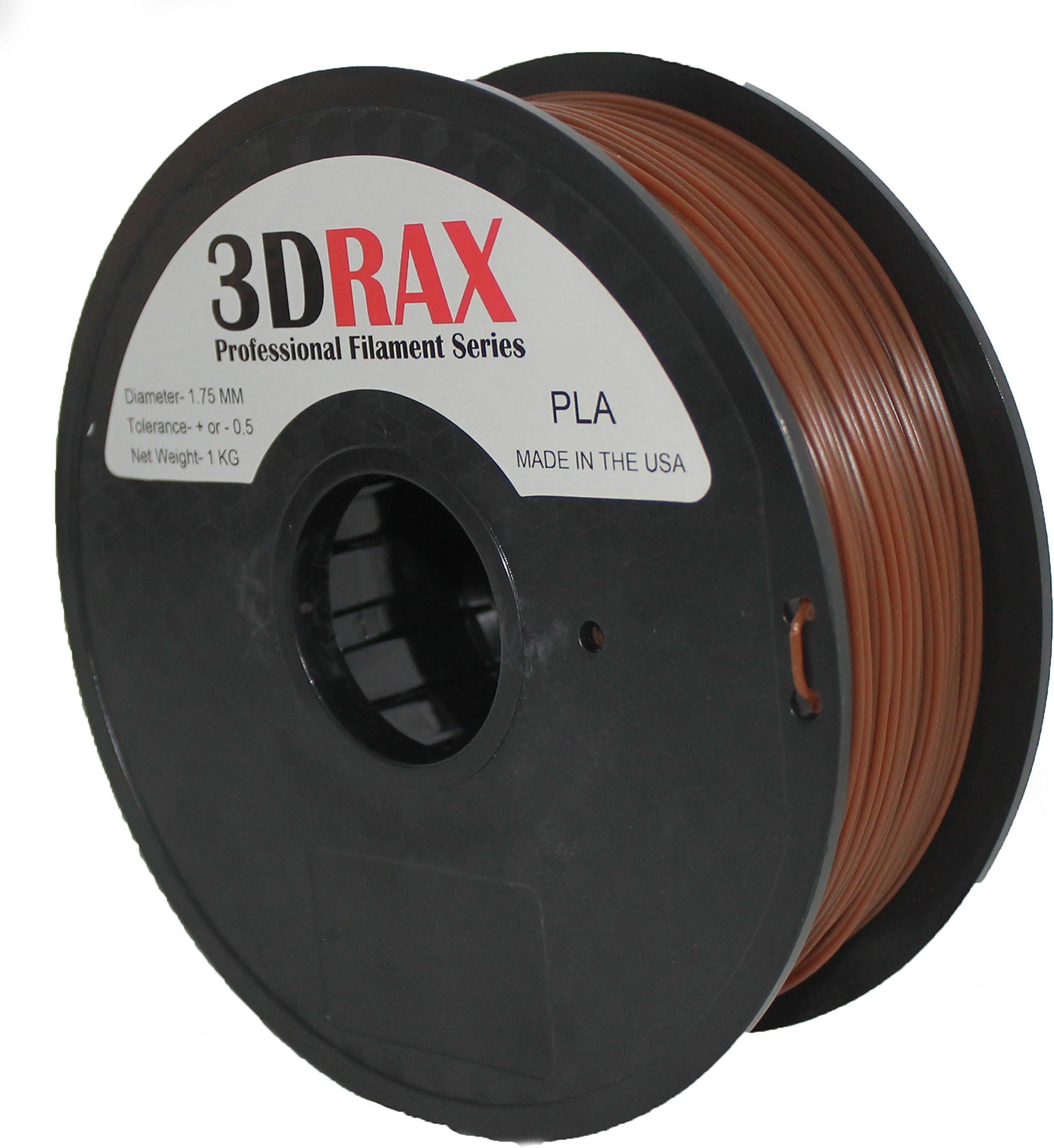 3DRAX 3D BROWN PLA (PLUS) Printer Filament- 1KG 1.75 mm +/- 0.05 mm Accuracy- 2.2 lb Spool-BROWN PLA