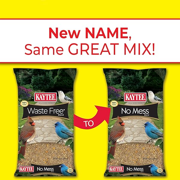 KAYTEE WILD BIRD (NO MESS OR WASTE FREE) FOOD SEED BLEND FOR BLUE JAYS, WOODPECKERS, JUNCOS, CARDINALS, GROSBEAKS, SPARROWS, AND FINCHES, 10 POUND, (PACKAGING MAY VARY)