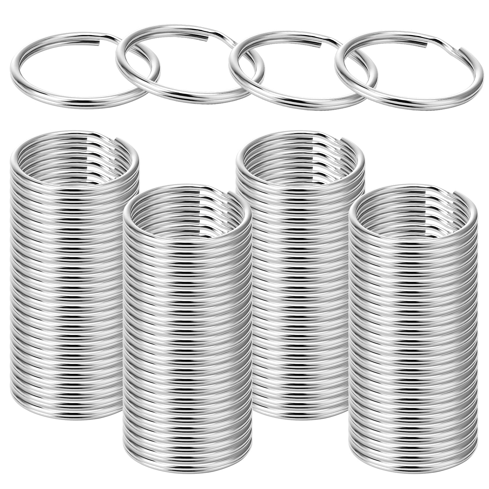 Fanshiontide 100 Pcs 25mm Diameter Key Ring Sliver Stainless Steel Rings Craft Split Rings for Office Home Keys Organization and Car Home Keys Attachment