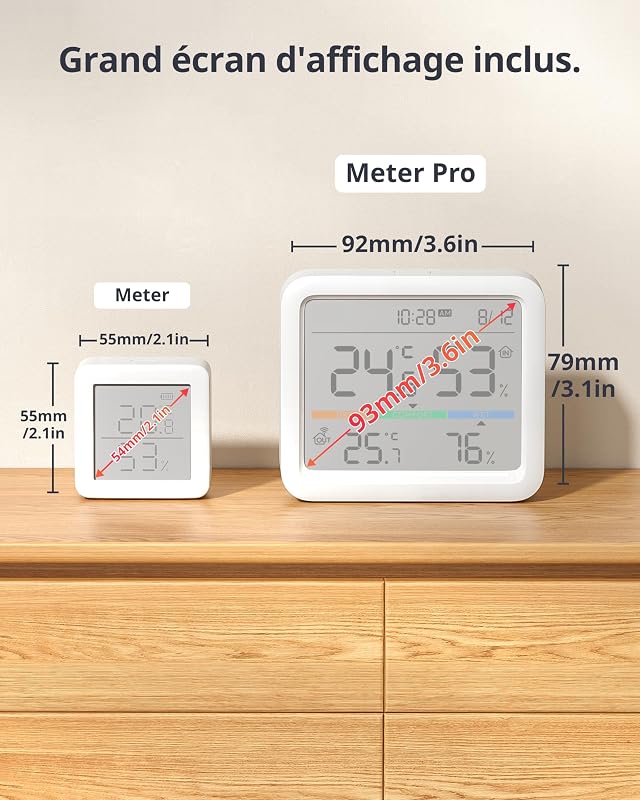 Station Météo sans Fil, Moniteur de Température/Humidité avec Prévisions Météorologiques, Thermomètre et Hygromètre SwitchBot Hub Requis, Bluetooth 120M, Thermometre Interieur Exterieur