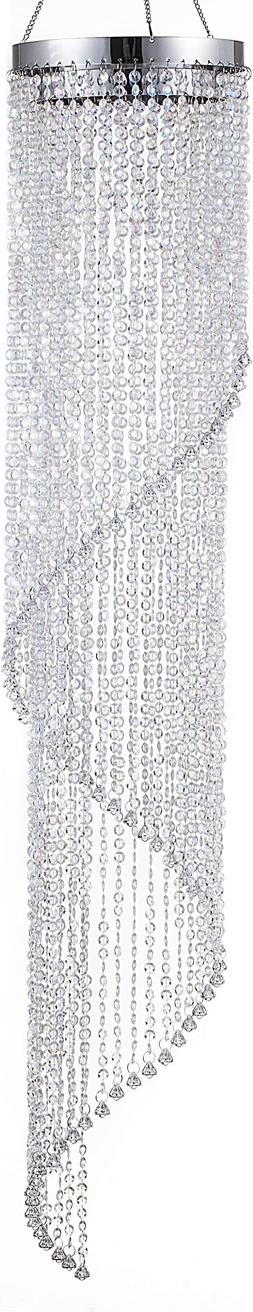 Modern Spiral Chandelier with Faux Crystal Beaded for Wedding Chandeliers Centerpieces Hallway Decorations and Any Event Party Decor 47" High x 8.5" Diameter Lampshade