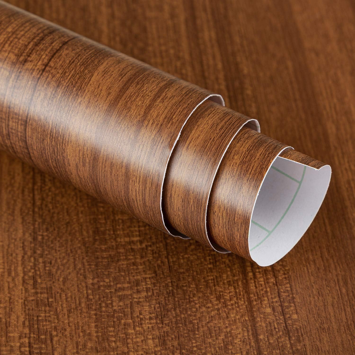JSEVEM 40CM×5M Light Brown Walnut Wood Wallpaper Peel and Stick Waterproof Brown Walnut Wood Grain Contact Paper Vinyl Wrap Self Adhesive Furniture Sticker for Kitchen Cabinets Table Wardrobe Cupboard