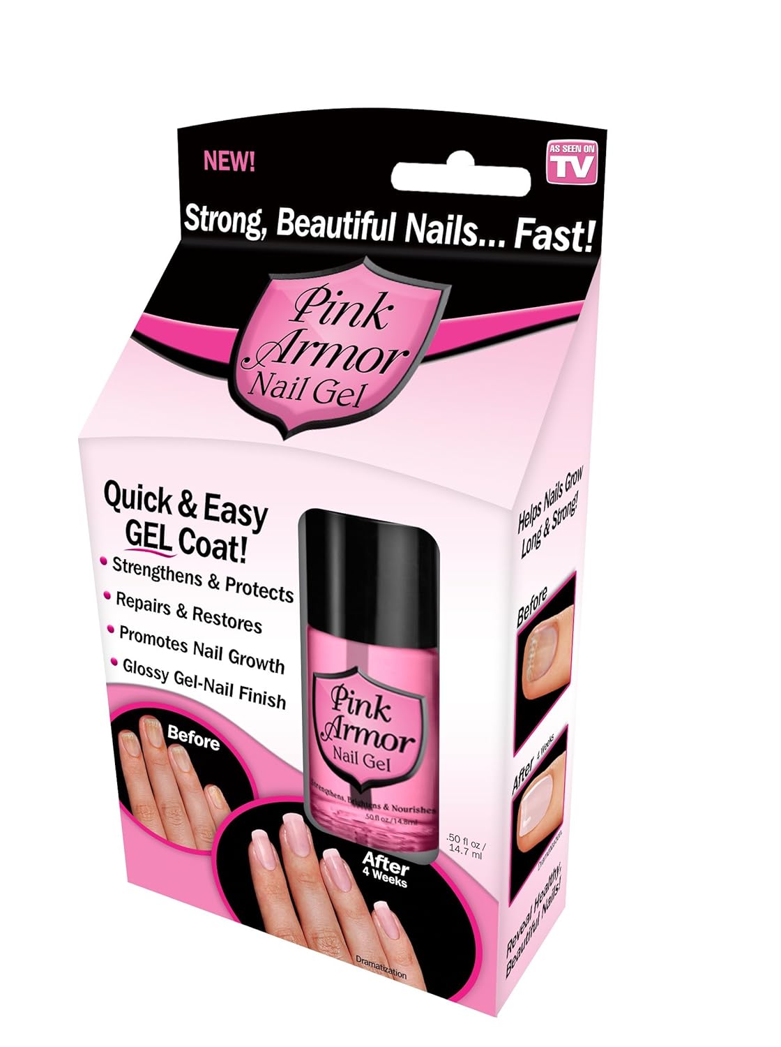 Ontel Pink Armor Nail Gel, 0.5 Ounce - As Seen on TV