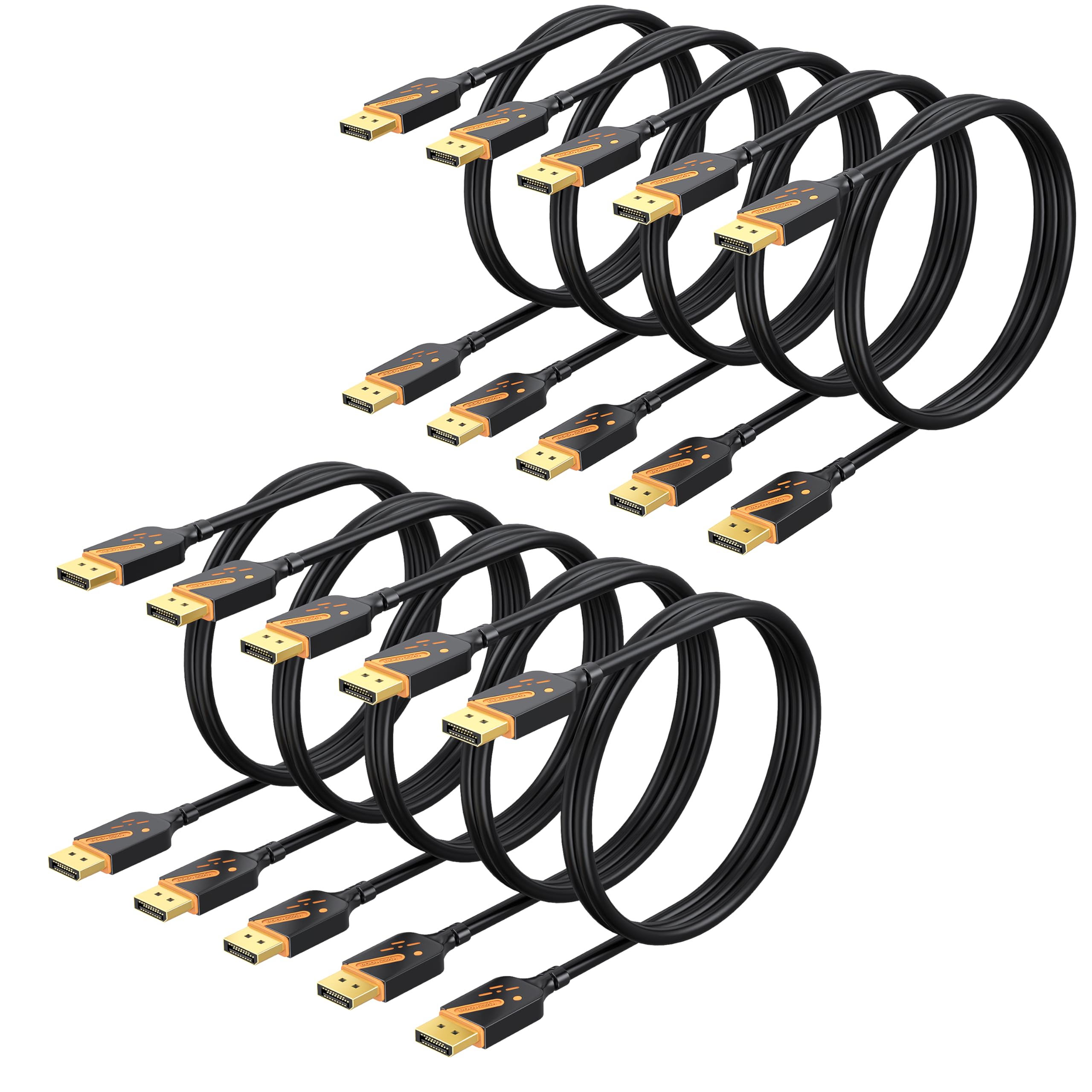 View 1 of RyzzRooa DisplayPort Cable 3FT, 10-Pack DP to DP Cables, Display Port Male to Male Cable Adapter with 4K@60Hz, 2K@165Hz, 2K@144Hz, Support 3D, HDR for Gaming, Computer, TV, Monitor …