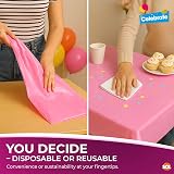 SOL 3pk Pink Plastic Tablecloth 121 x 121cm Heavy Duty Spill Protection view 6
