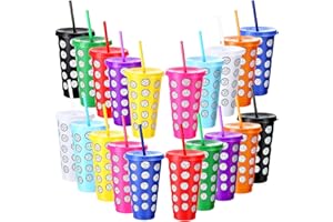 Potchen 20 Pcs Volleyball Plastic Tumbler with Lid and Straw Christmas Cup Gift 24 oz Volleyball Cups Reusable Sports Ball Plastic Cups for Volleyball Lovers Men Women Birthday Party Supplies Favors