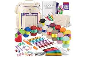 HEARTH & HARBOR Crochet Kit for Beginners with Yarn, Beginner Crochet Kit for Adults and Kids, 21 Hooks, Knitting Kit Bag, Instructions Step-by-Step Video Tutorials, Plus Crochet Accessories Supplies, Crochet Gifts