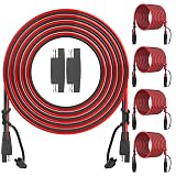OYMSAE 25Feet SAE to SAE Extension Cable Quick Disconnect Connector 16AWG, for Automotive Solar Panel Extension Cable Plug(25FT(16AWG)) Pack of 4